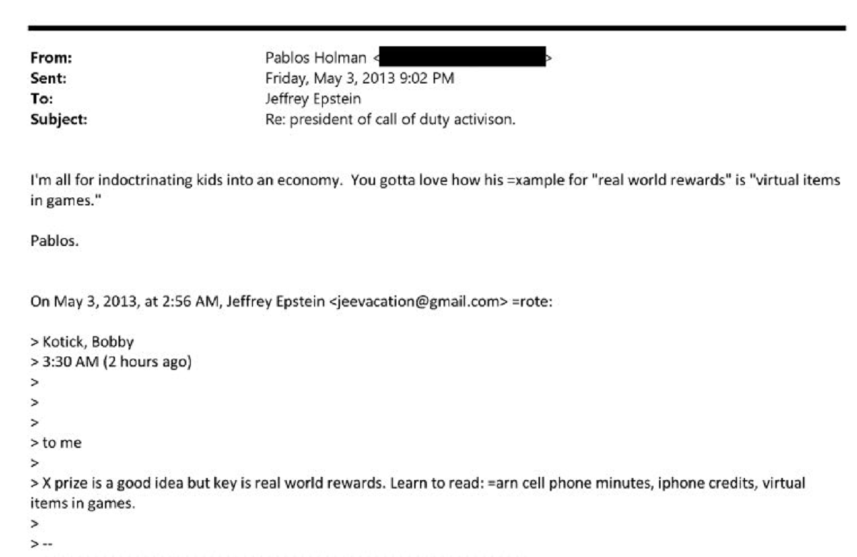 Former activision ceo discussed microtransactions in call of duty in correspondence with epstein