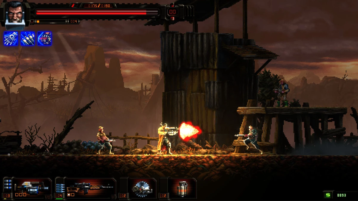 Huntdown overtime a prequel to the action platformer huntdown executed in the roguelite action genre