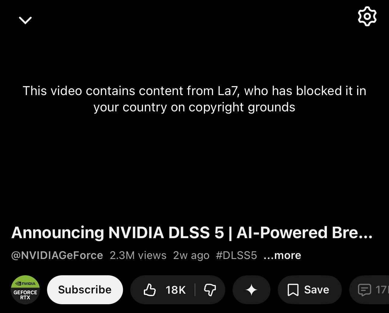 Italian tv channel blocked the video announcing dlss 5