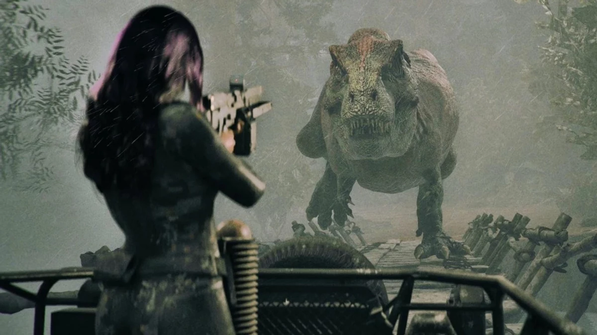 Release trailer for action horror code violet dinosaurs latex and shoddy facial animation